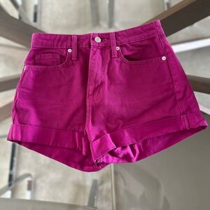 Womens High Rise Jean Shorts Hot Pink Denim Stretch Cuffed Size 4 Wild Fable